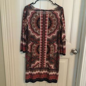 Navy & Red Pattern Dress